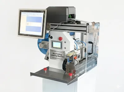 半自動電線折疊貼標機，適用線徑4-10mm，貼標速度900-1000pcs/H JW-T107